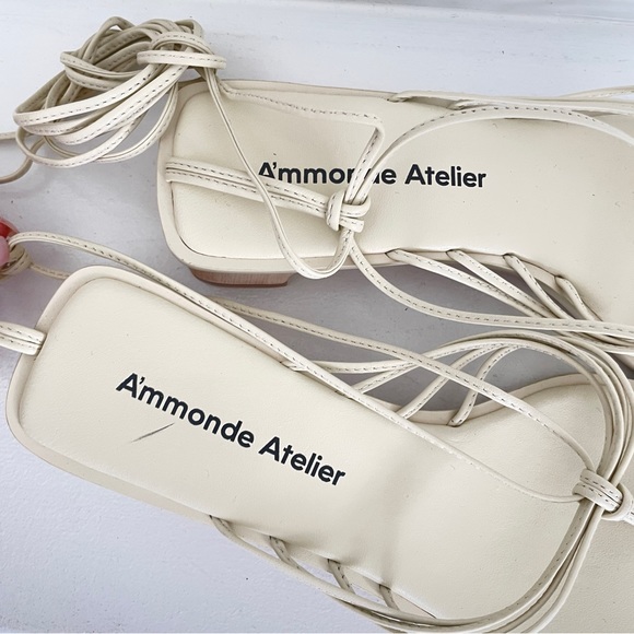 A’mmonde Atelier -- Allegra Lace up Sandals in Ivory - Picture 4 of 5